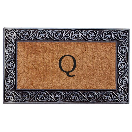 Monogram Door Mat, Silver, Black, Natural, 18 in W x 30 in L